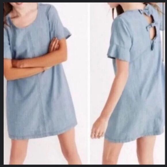 Madewell bow back chambray mini dress - Picture 1 of 9